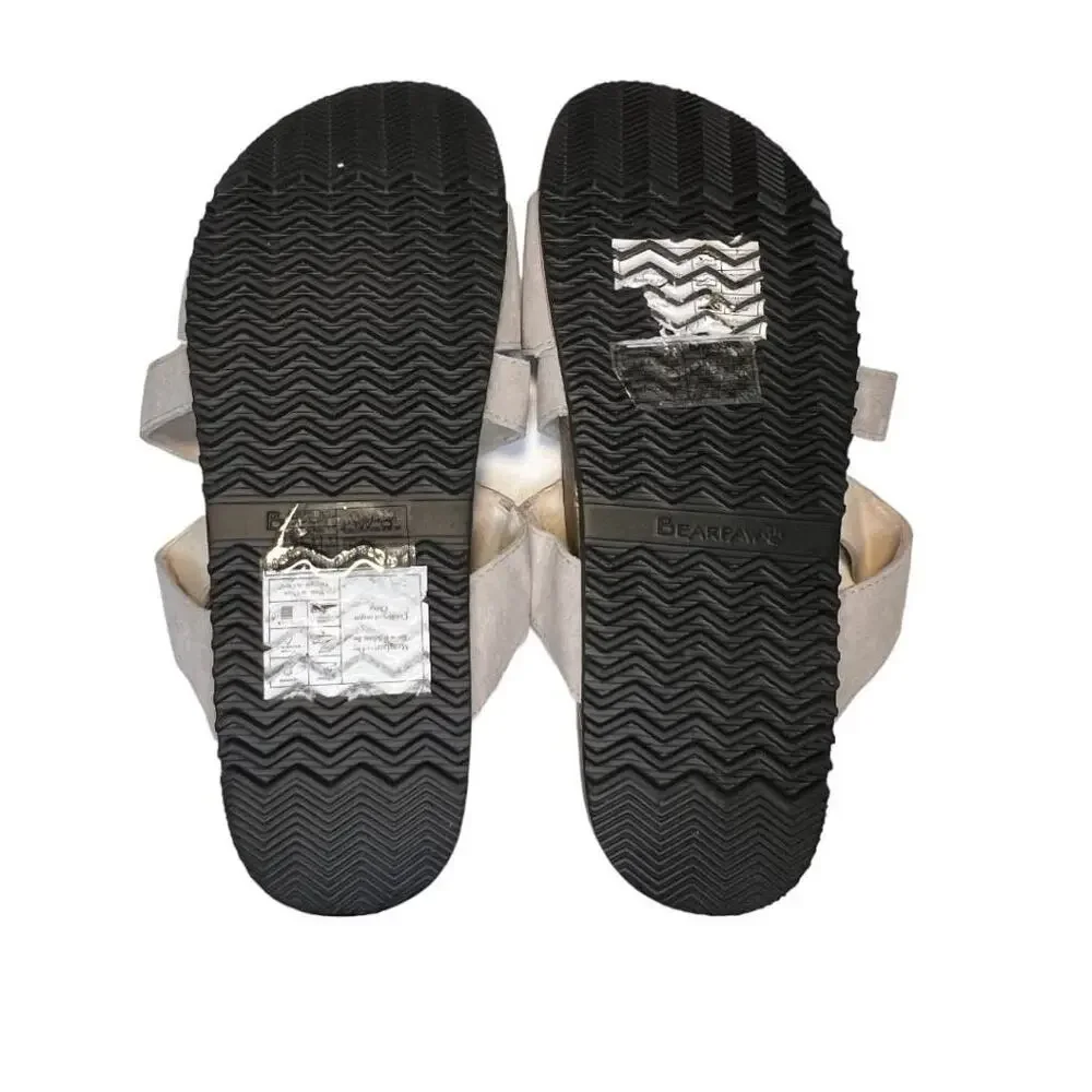 Bearpaw Women's Bonnie Flat Sandals Winter White Sz 8 Open Toe Comfort NWT